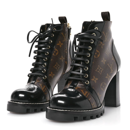 Louis Vuitton Patent Calfskin Monogram Star Trail Ankle Boots 41 Black 3 of 7
