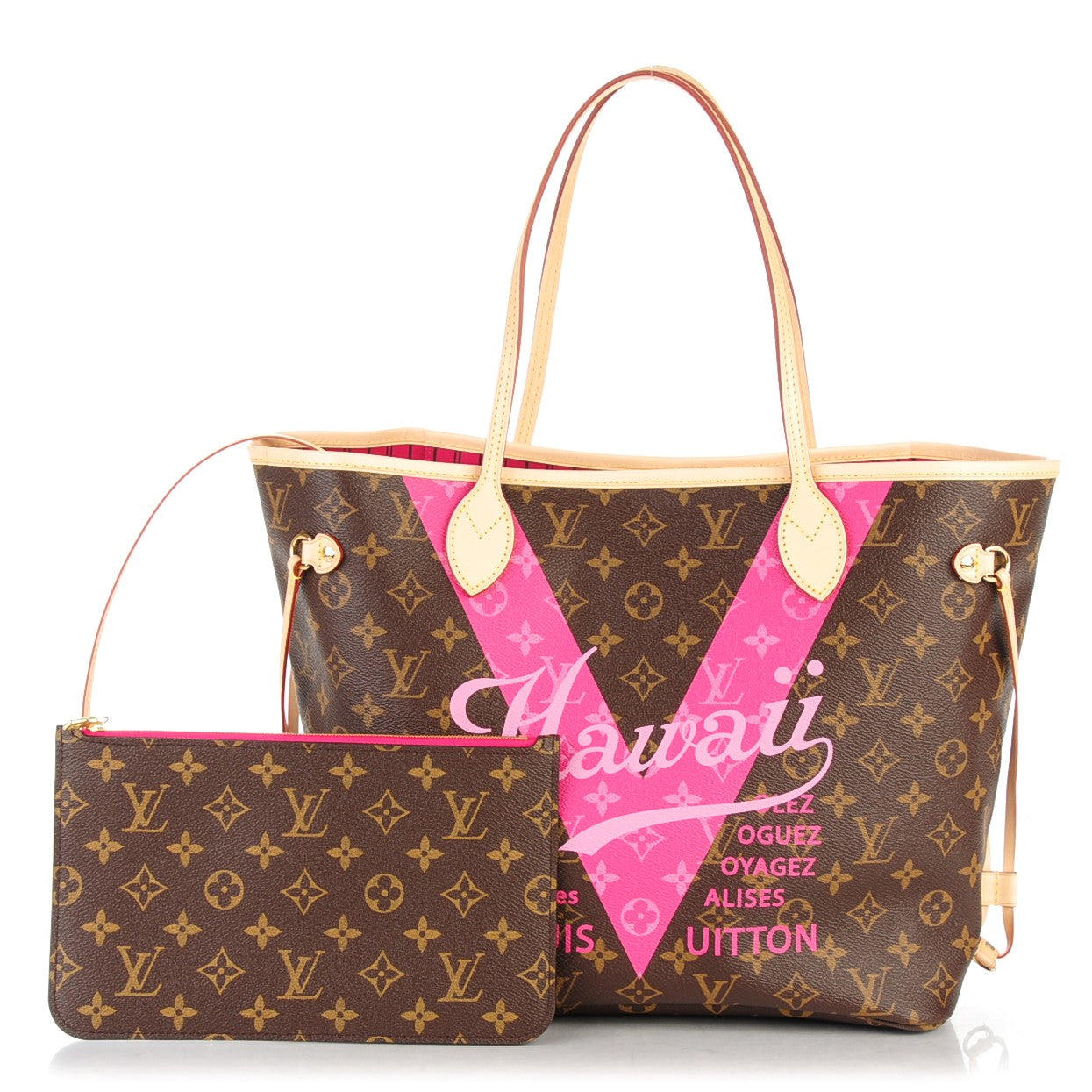 Monogram Hawaii V Neverfull MM Hot Pink