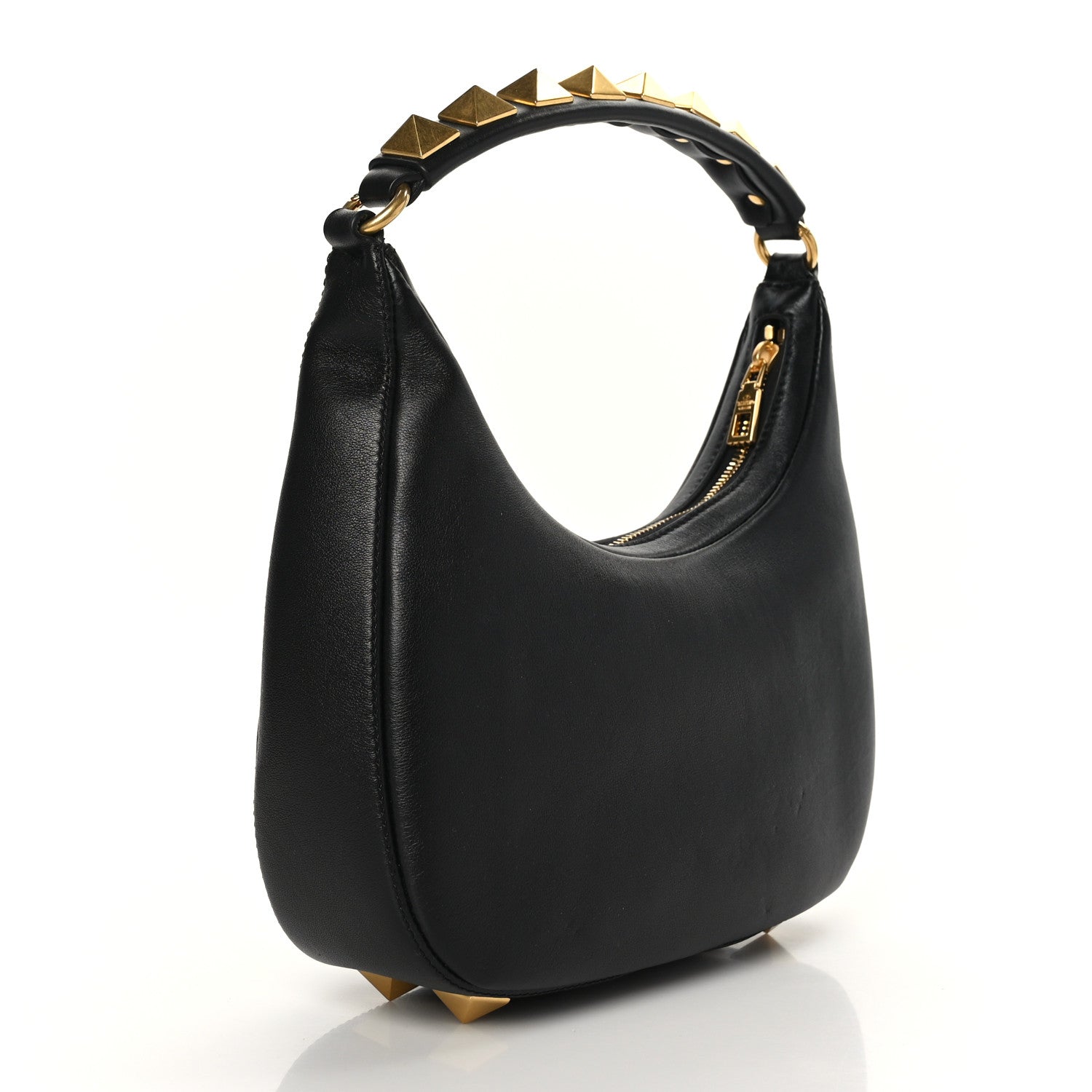 Valentino Garavani Calfskin Stud Sign Zip Hobo Black 3 of 8