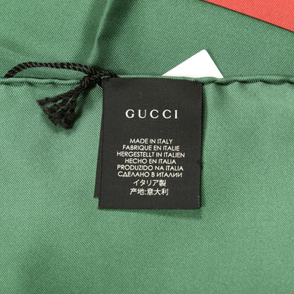 Gucci Silk Logo Square Scarf Green Red 2 of 3