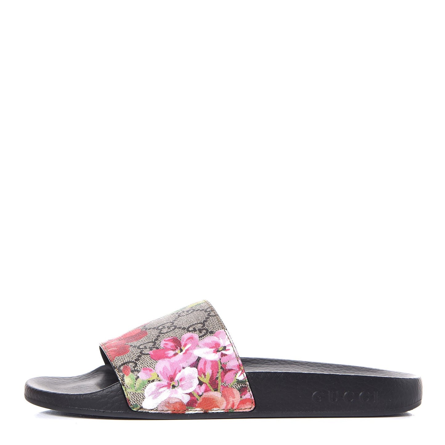 GG Supreme Monogram Blooms Slide Sandals 37 Beige Multicolor