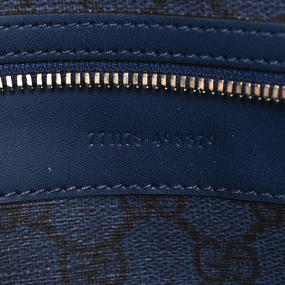 Gucci Canvas Calfskin Gucci Print Logo Large Duffle Bag Blue 6 of 11
