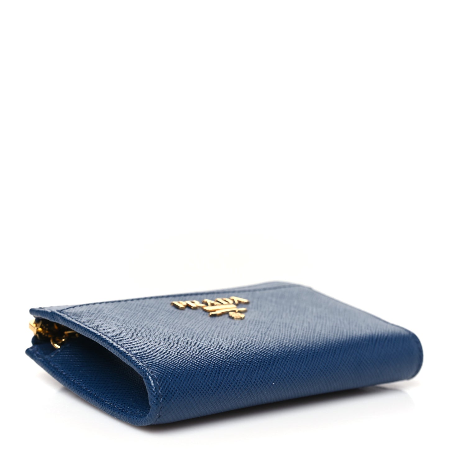 Saffiano Metal Zip Around Keychain Bluette