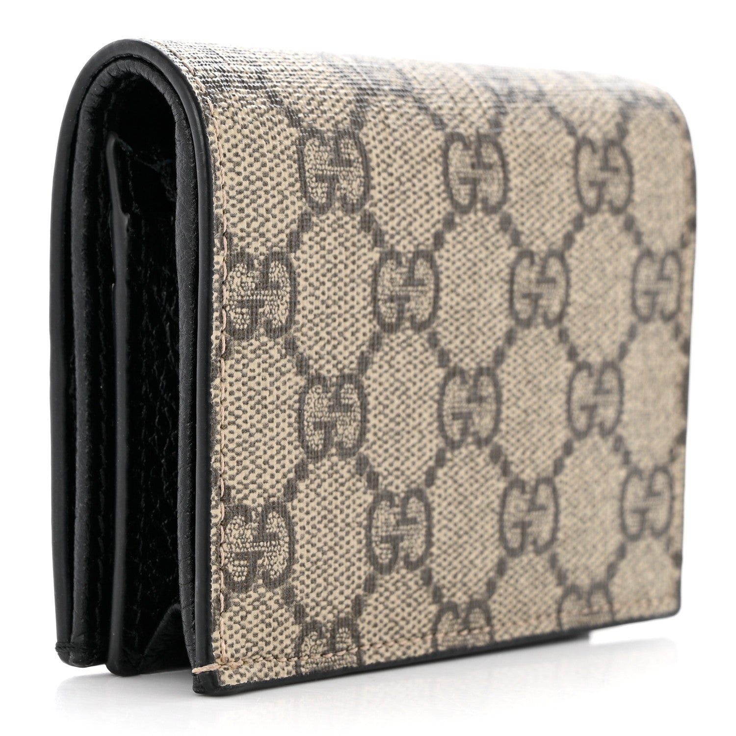 Gucci Dollar Calfskin GG Supreme Monogram GG Marmont Card Case Black Beige Ebony 3 of 8