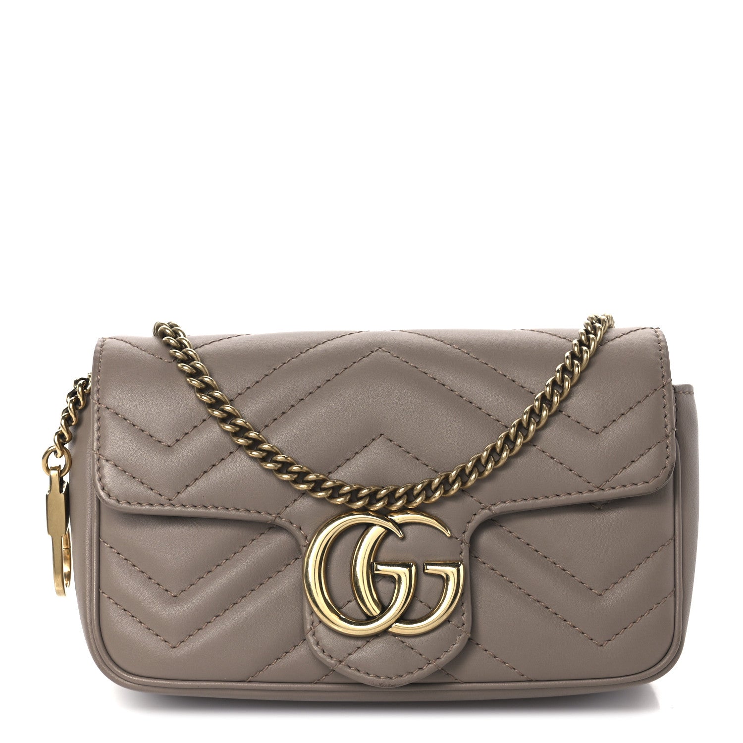 Gucci Calfskin Matelasse Super Mini GG Marmont Shoulder Bag Porcelain Rose 1 of 10