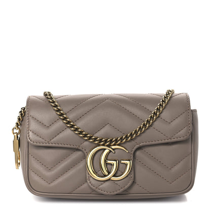 Gucci Calfskin Matelasse Super Mini GG Marmont Shoulder Bag Porcelain Rose 1 of 10