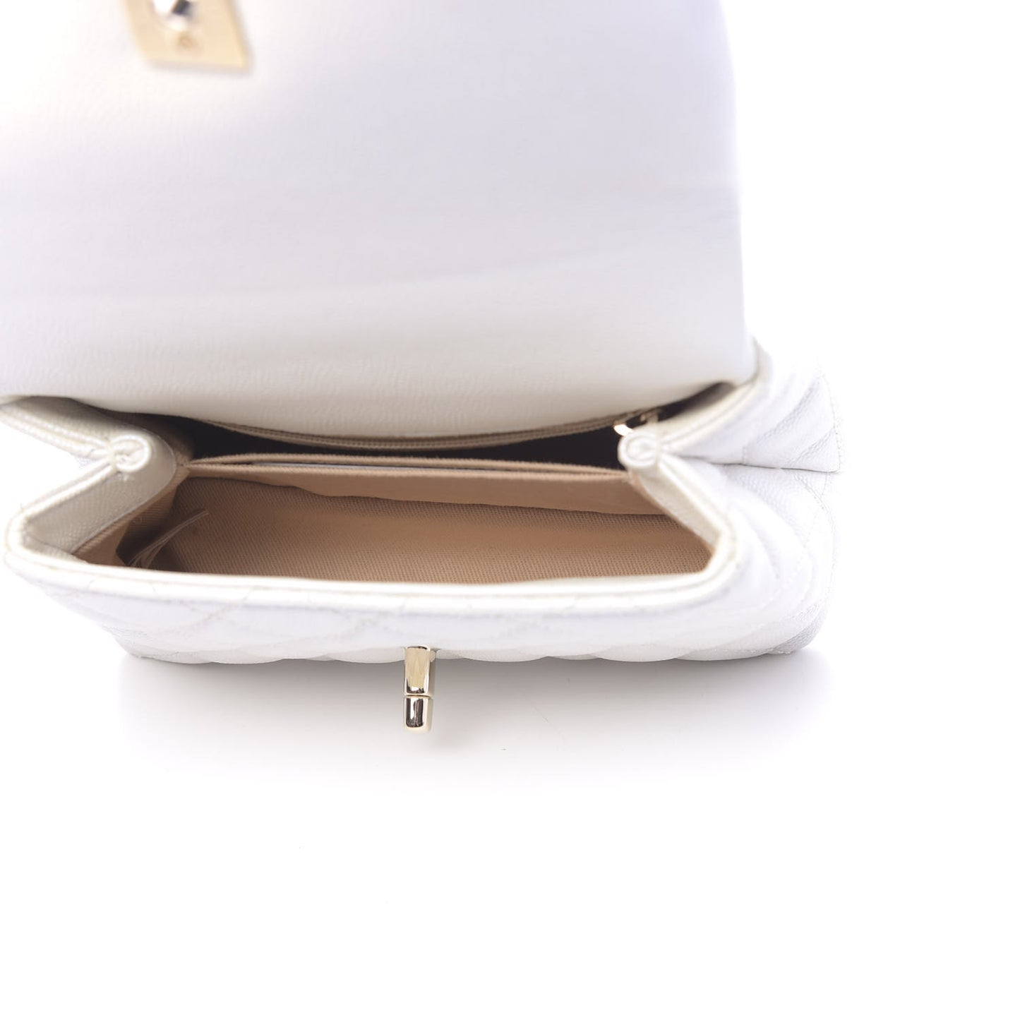 Iridescent Caviar Quilted Extra Mini Coco Handle Flap Ivory