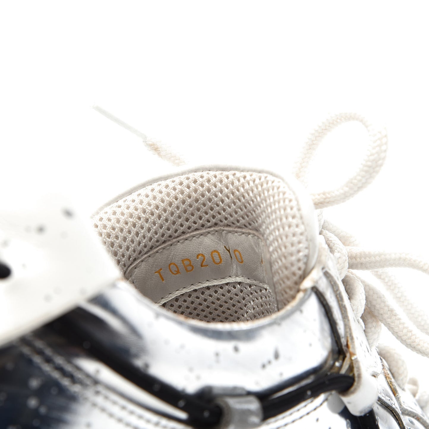 Metallic Calfskin Paint Splatter Mens Bounce Sneakers 41 Silver