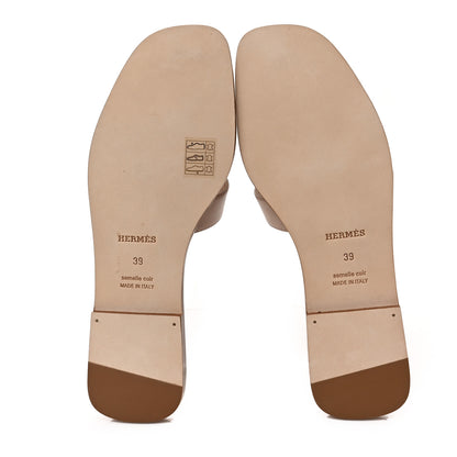 Hermes Box Calfskin Oran Sandals 39 Beige Nude 5 of 7
