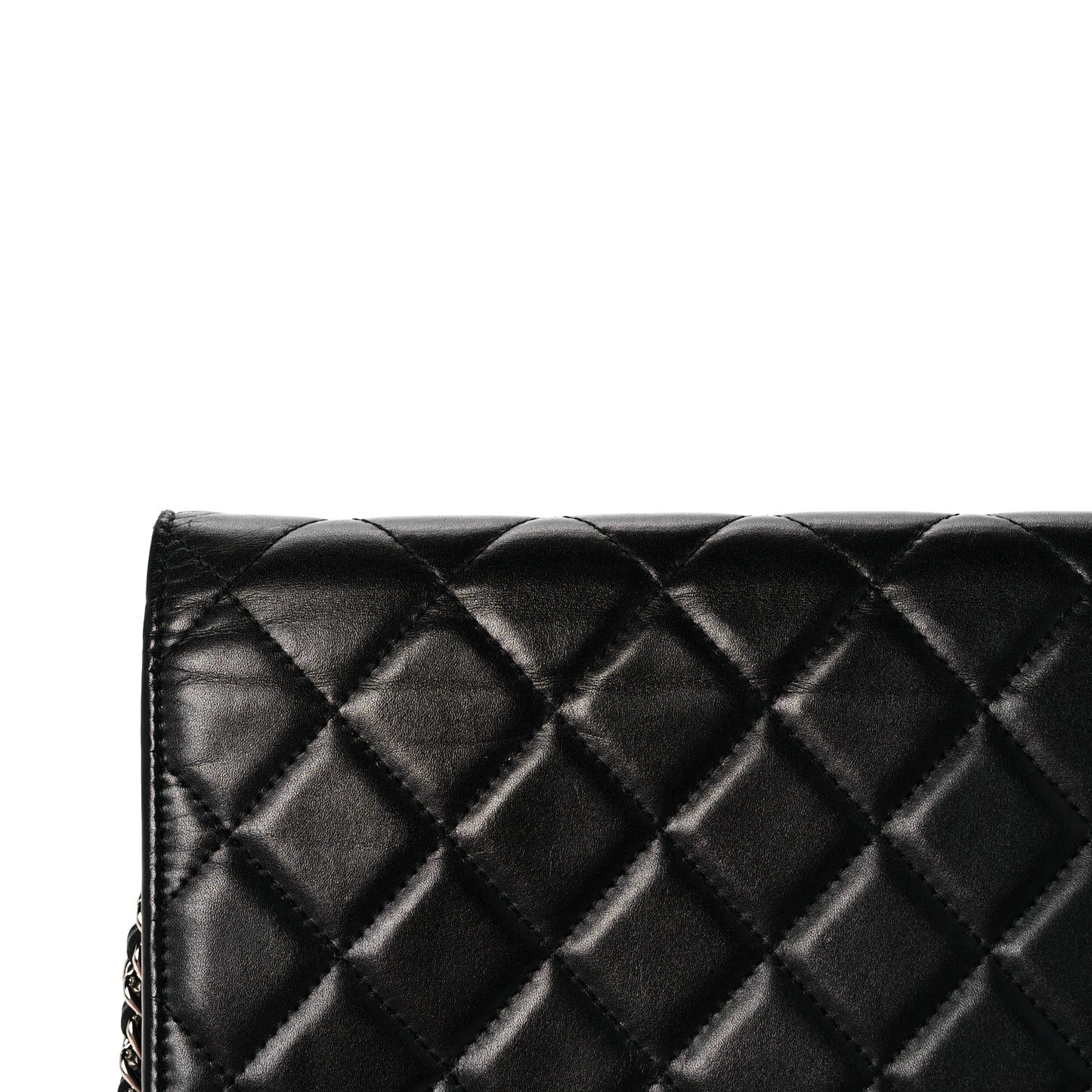 Calfskin Quilted Cambon Wallet On Chain WOC Black