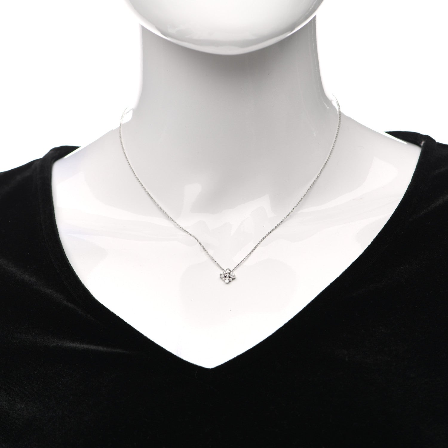 Tiffany Platinum Diamond Enchant Flower Pendant Necklace 2 of 5