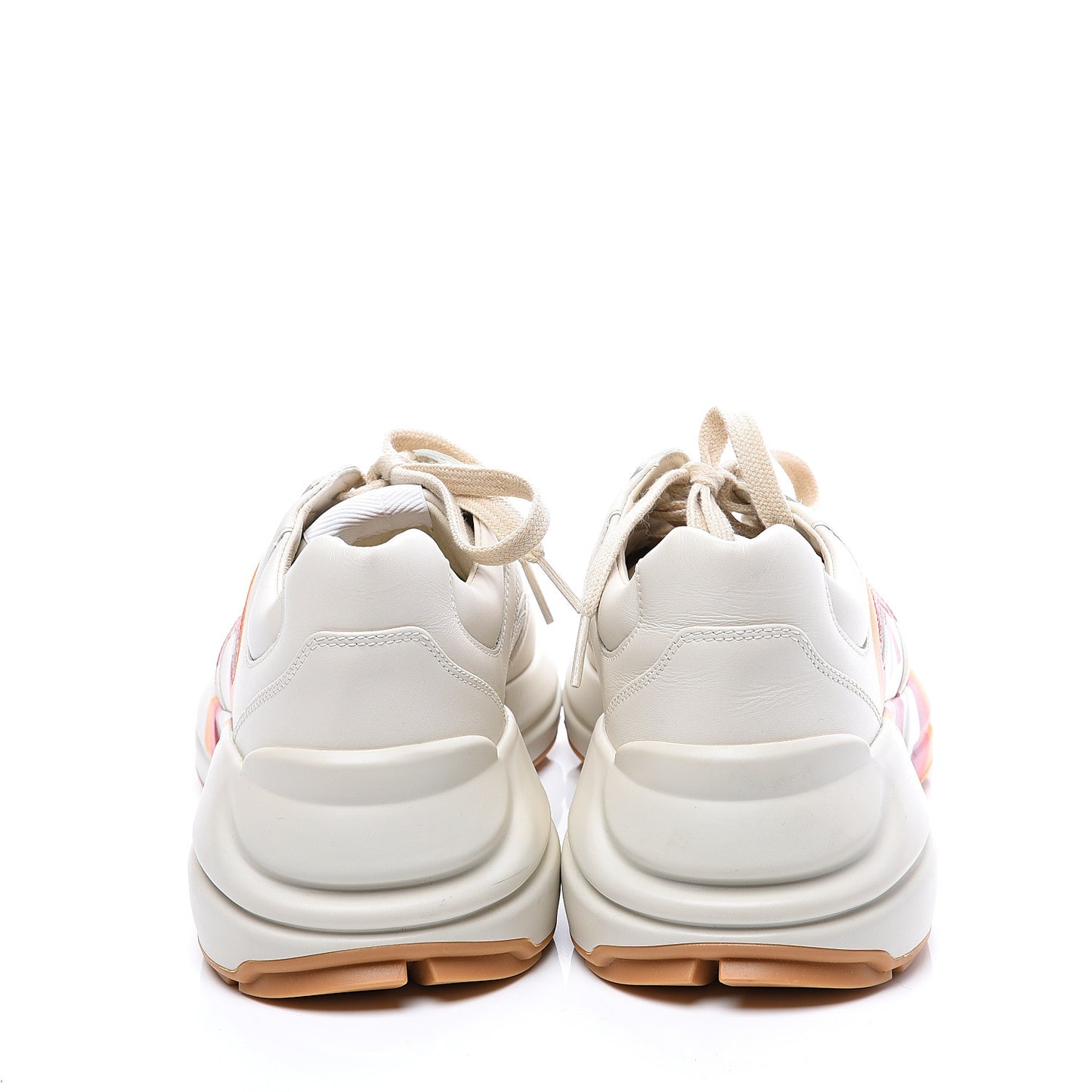 Calfskin Interlocking G Heart Womens Rhyton Sneakers 38 Mystic White