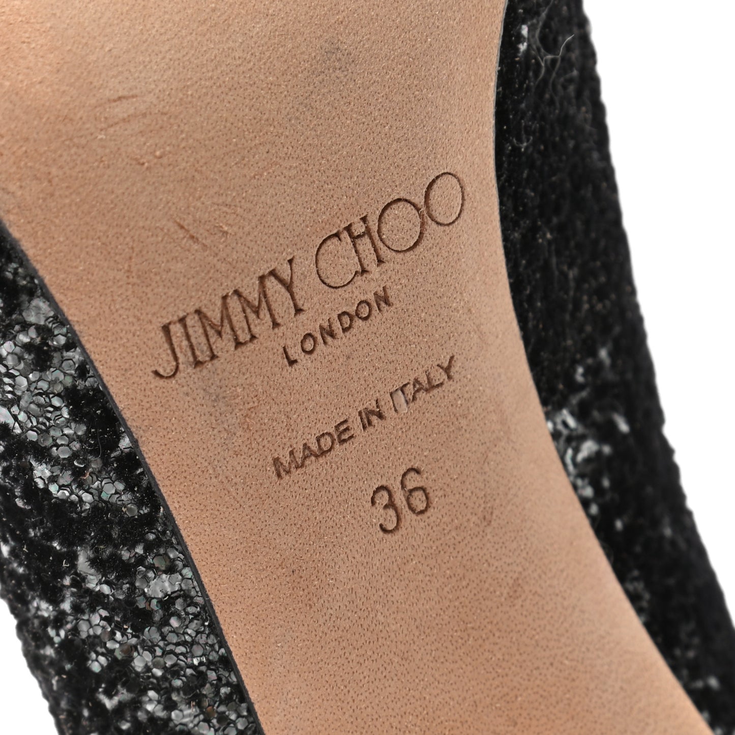 Coarse Glitter Pointy Toe Romy 85 Pumps 36 Black