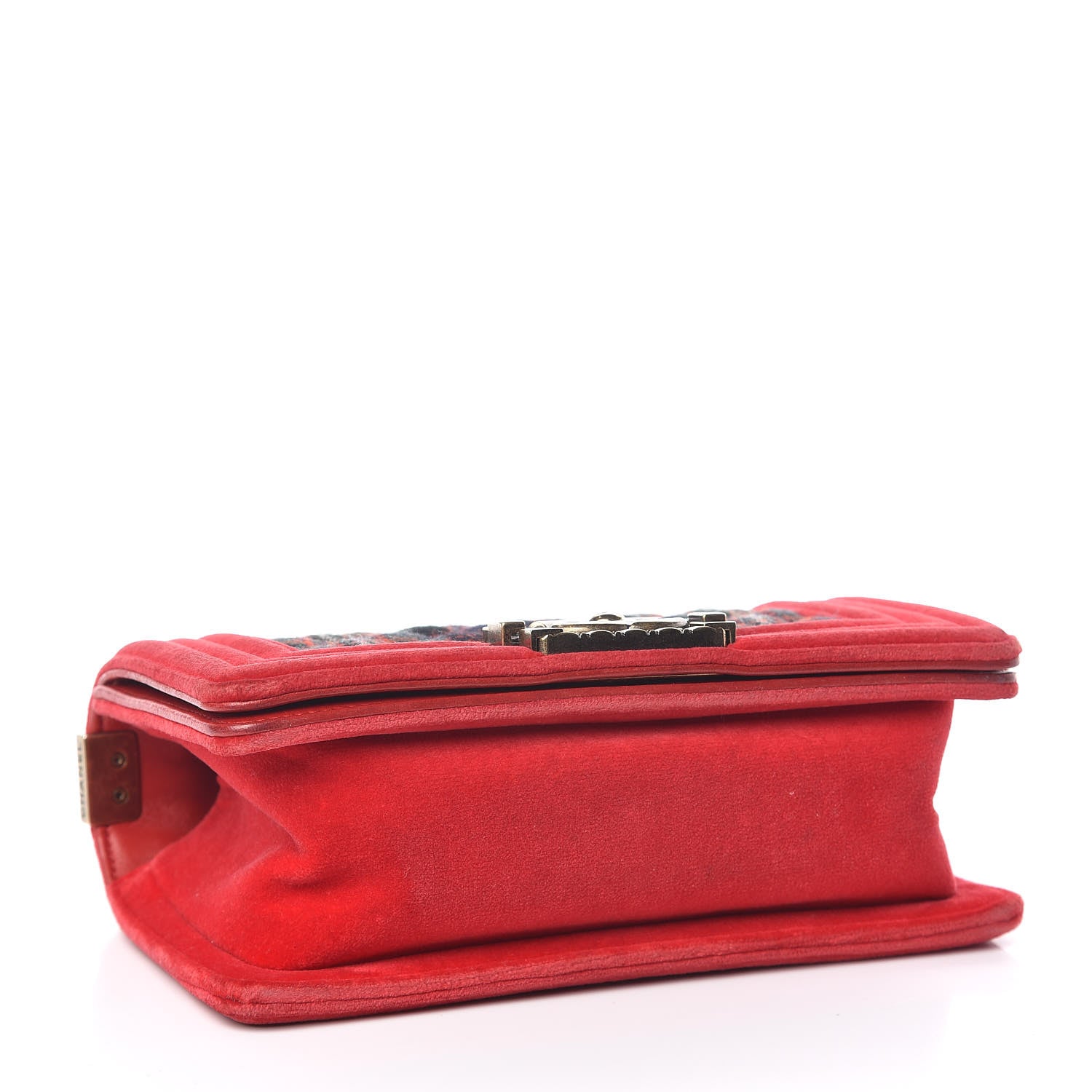 Chanel Velvet Plaid Tartan Small Boy Flap Red 4 of 15