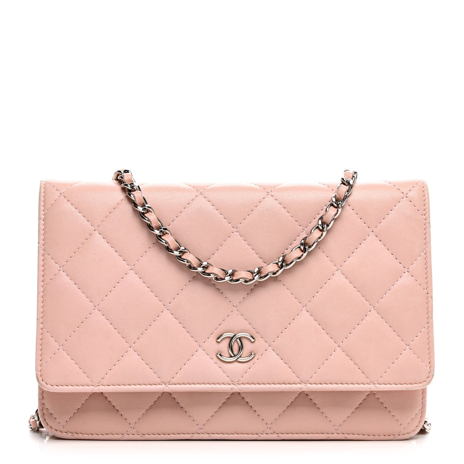 Chanel Lambskin Quilted Wallet On Chain WOC Pink 1 of 12