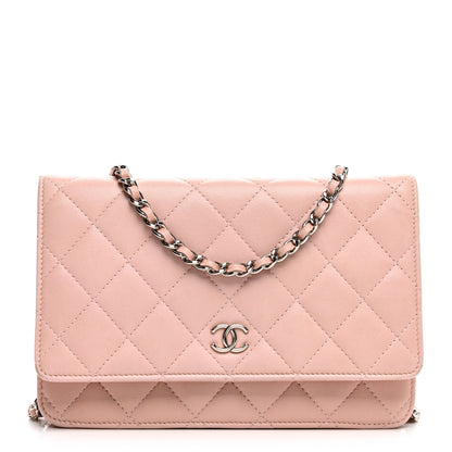 Chanel Lambskin Quilted Wallet On Chain WOC Pink 1 of 12