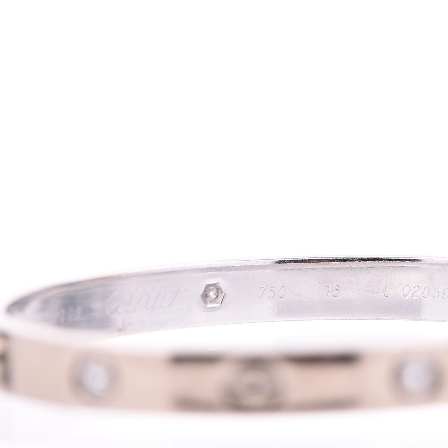 18K White Gold 6 Diamond LOVE Bracelet 16