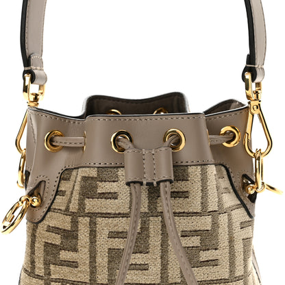 Fendi Chenille Vitello King FF Mini Mon Tresor Bucket Bag Tortora Nuvola 8 of 14