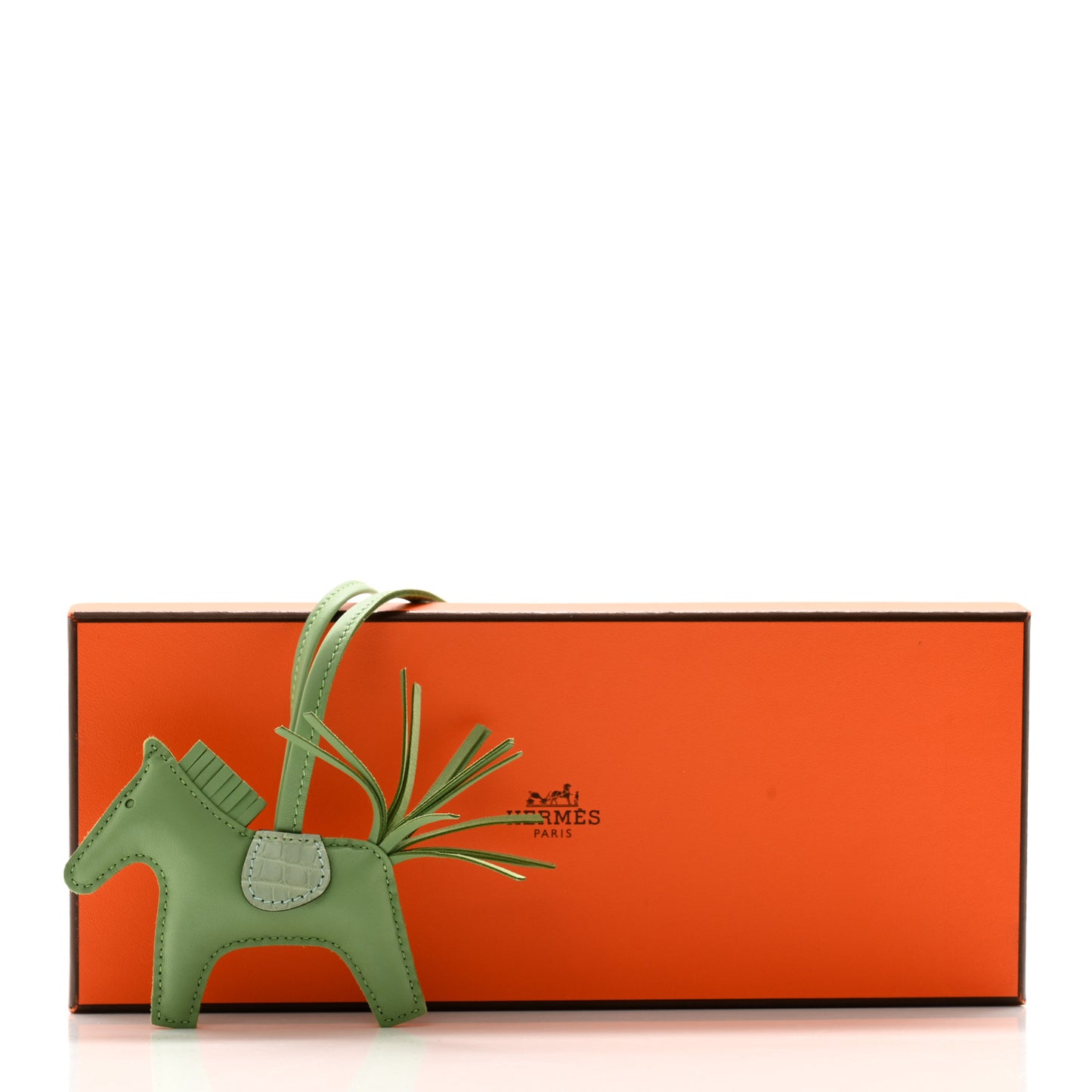 Milo Lambskin Matte Alligator Touch Grigri Rodeo Horse Bag Charm PM Vert Criquet Vert D'eau