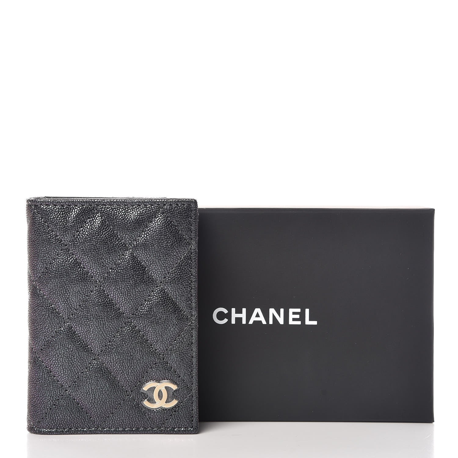 Chanel Iridescent Caviar Quilted Card Holder Wallet Black 10 of 10