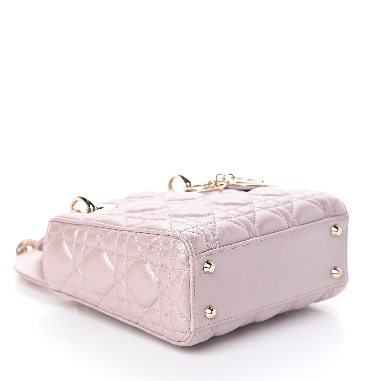 Christian Dior Metallic Lambskin Cannage Mini Lady Dior Lotus 4 of 8