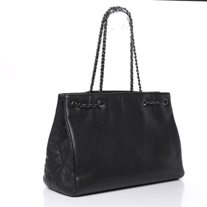 Chanel Metallic Grained Calfskin Woven Chain Large Shopping Bag Black 3 of 15