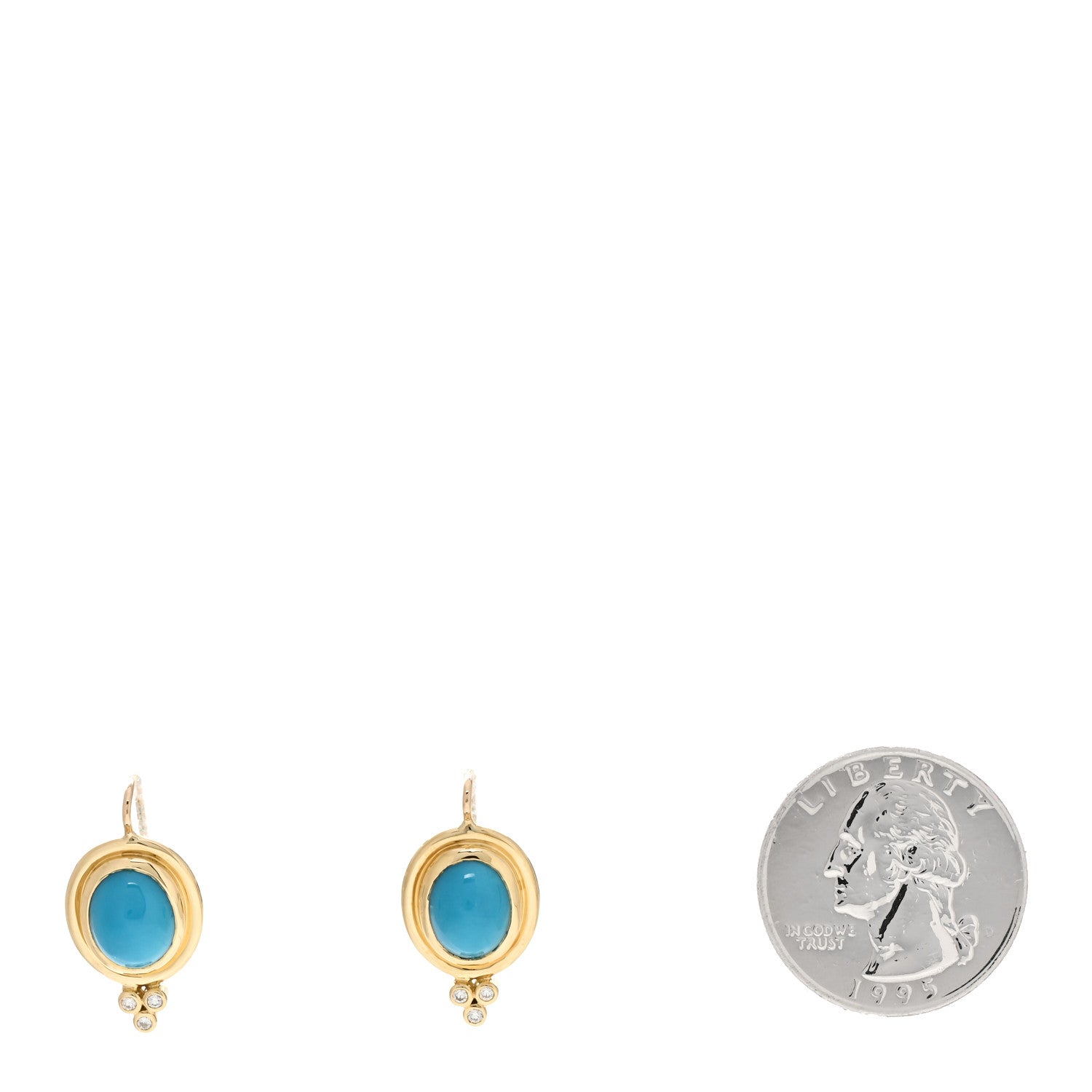 Temple St. Clair 18K Yellow Gold Diamond Turquoise Classic Drop Earrings 2 of 4