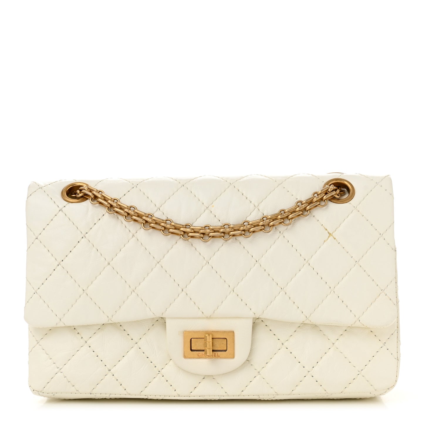Aged Calfskin Quilted 2.55 Reissue 225 Flap White
