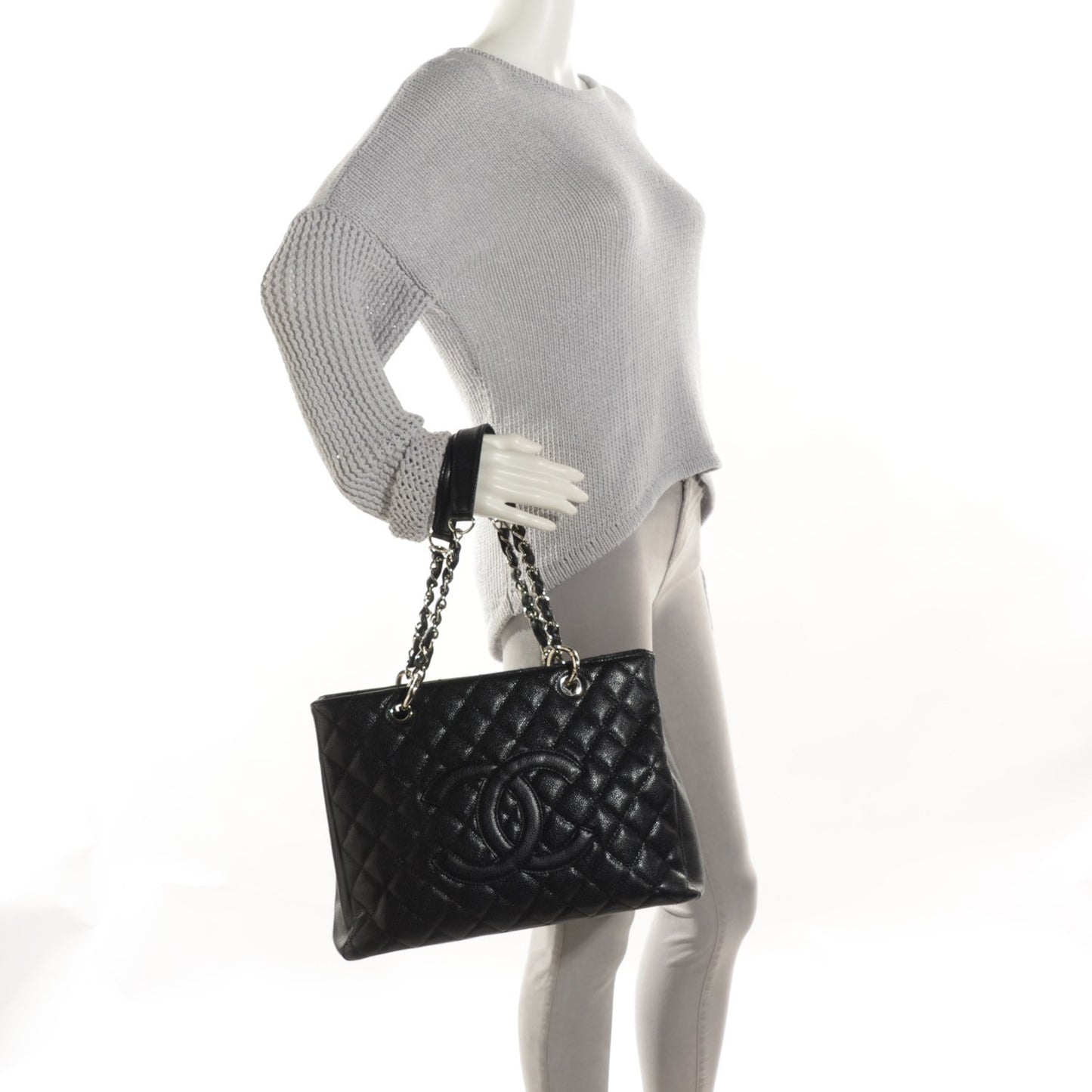 Caviar Quilted Grand Shopping Tote GST Black