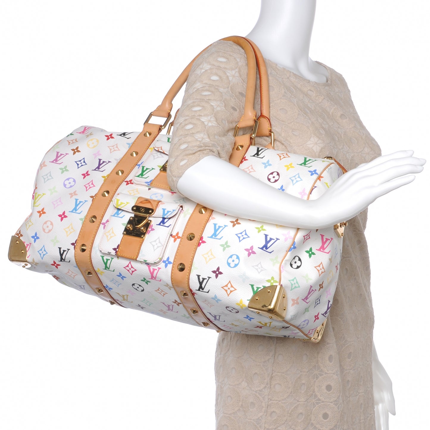 Monogram Multicolor Keepall 45 White