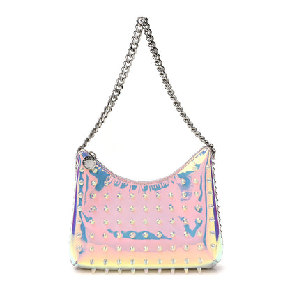 Stella McCartney Holographic Faux Leather Mini Zip Spike Falabella Silver 1 of 9
