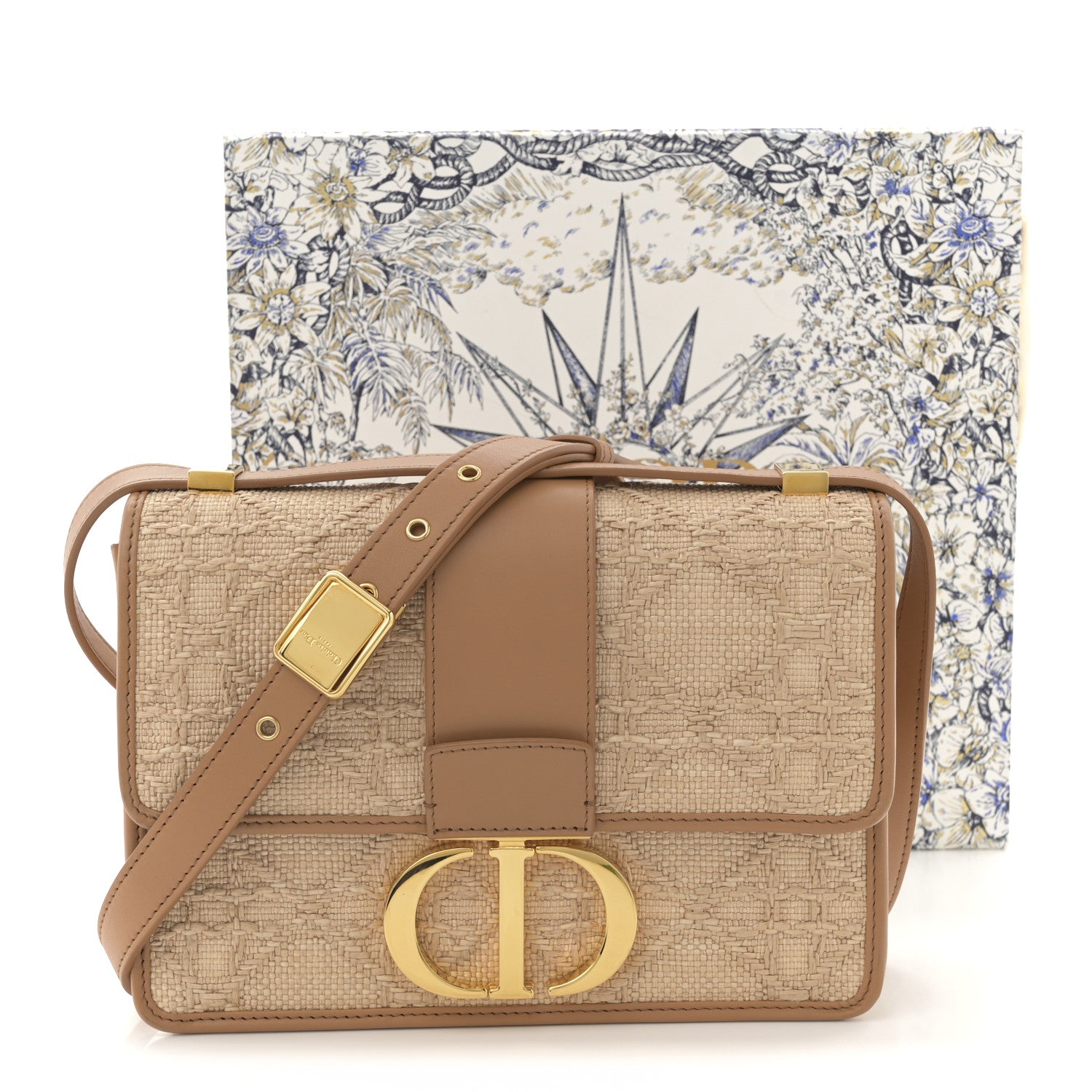 Christian Dior Raffia Calfskin 30 Montaigne Flap Bag Beige 12 of 12