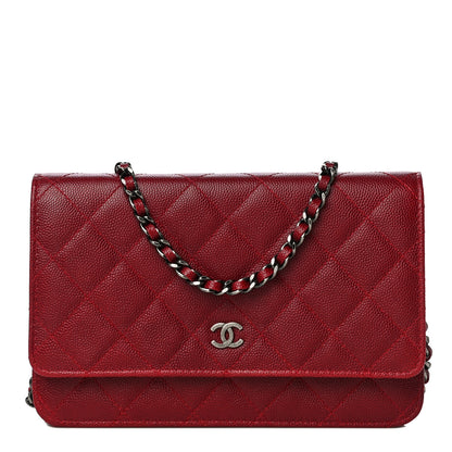 Chanel Caviar Quilted Wallet On Chain WOC Dark Red 1 of 14