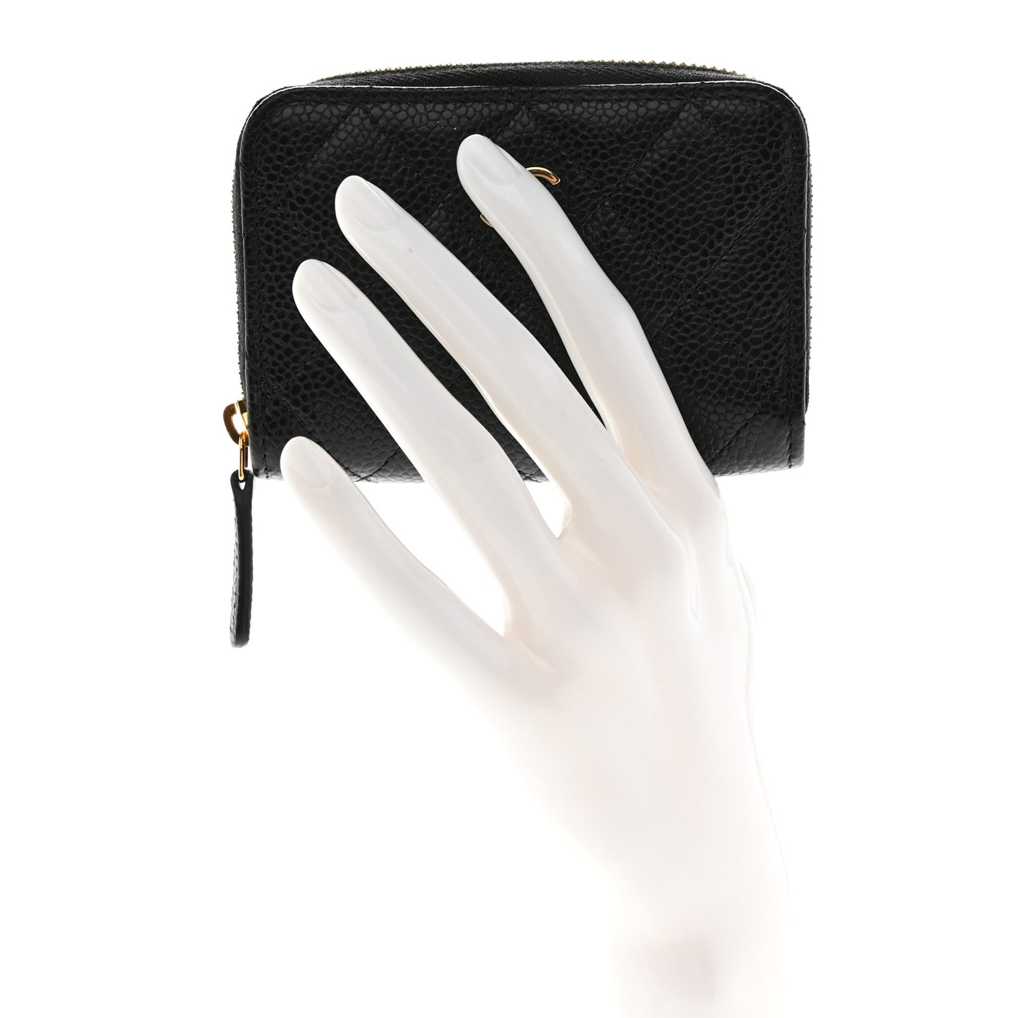 Caviar Quilted Zip Coin Purse Black