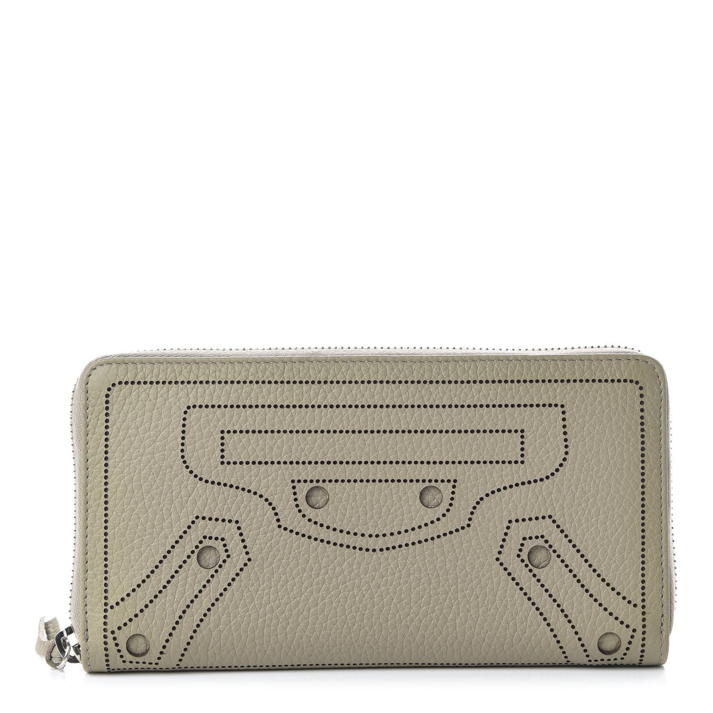 Veau Grana Perforated Blackout Hardware Continental Zip Around Wallet Gris Cendre