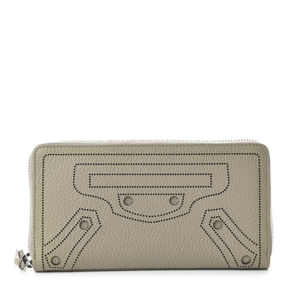 Balenciaga Veau Grana Perforated Blackout Hardware Continental Zip Around Wallet Gris Cendre 1 of 9