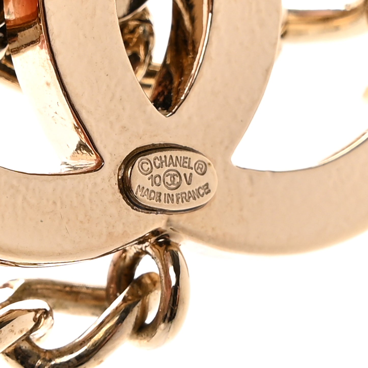 Enamel CC Chain Logo Belt Gold Black