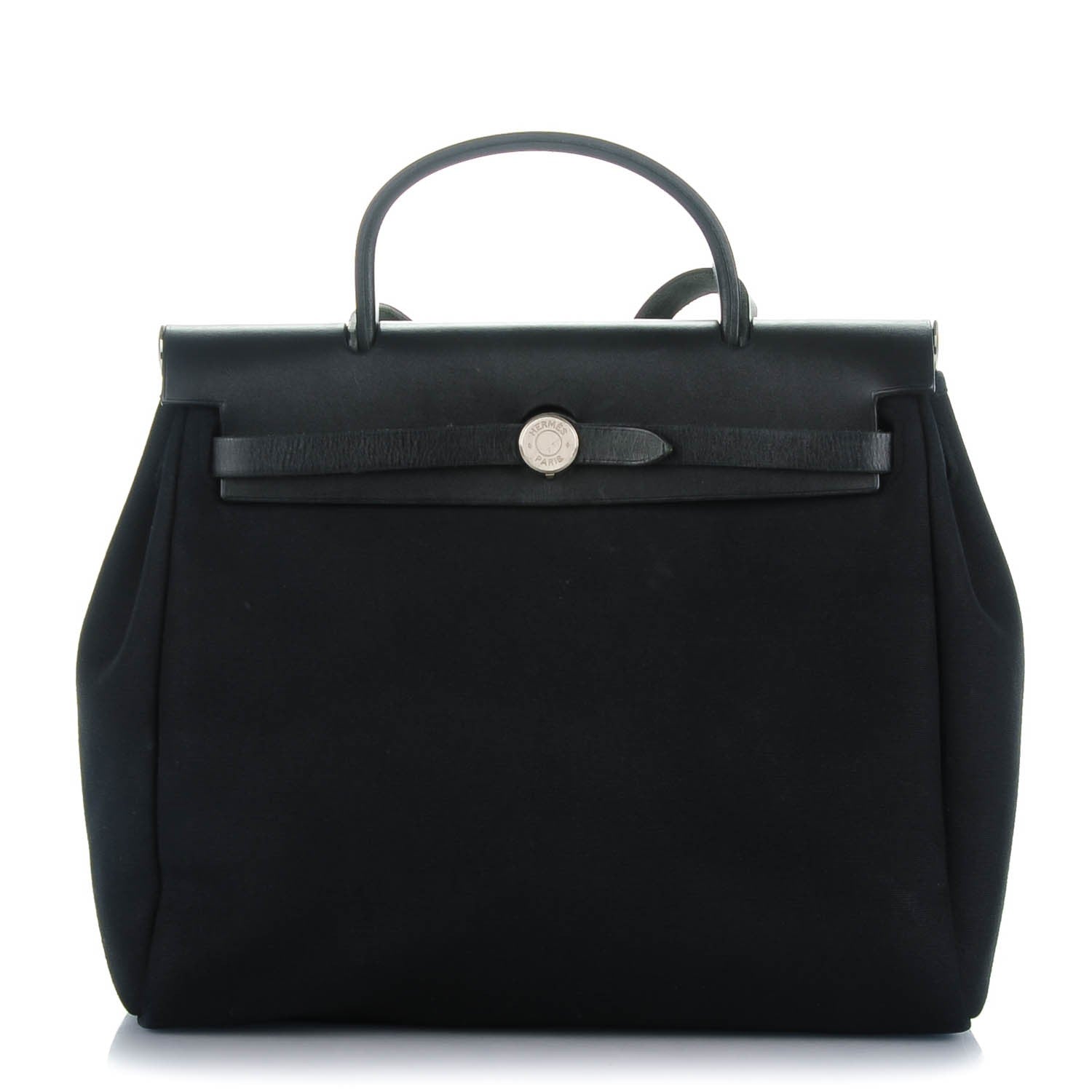 Hermes Vache Calfskin Toile Herbag 30 PM Black Natural 1 of 13