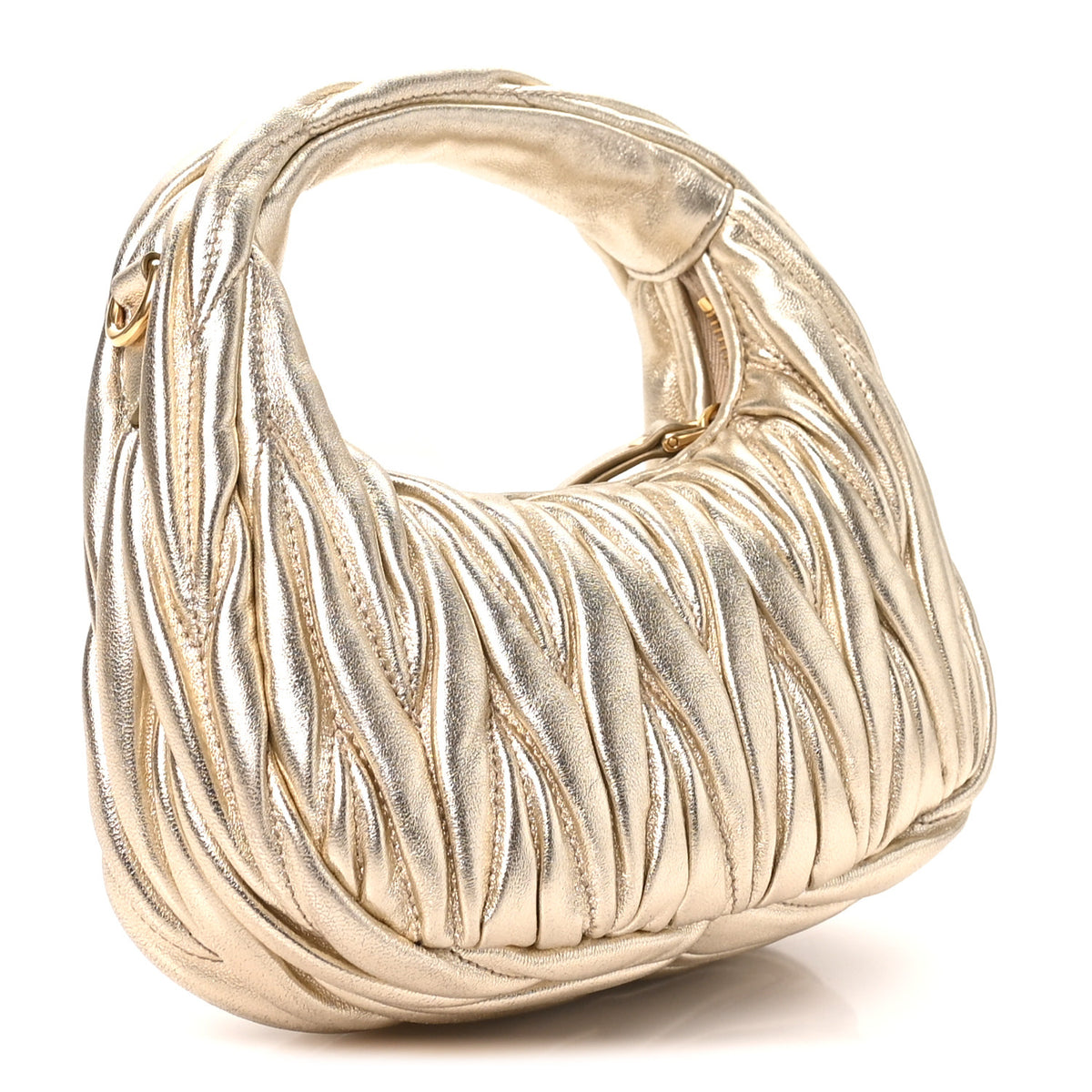 Metallic Nappa Matelasse Mini Wander Hobo Pirite