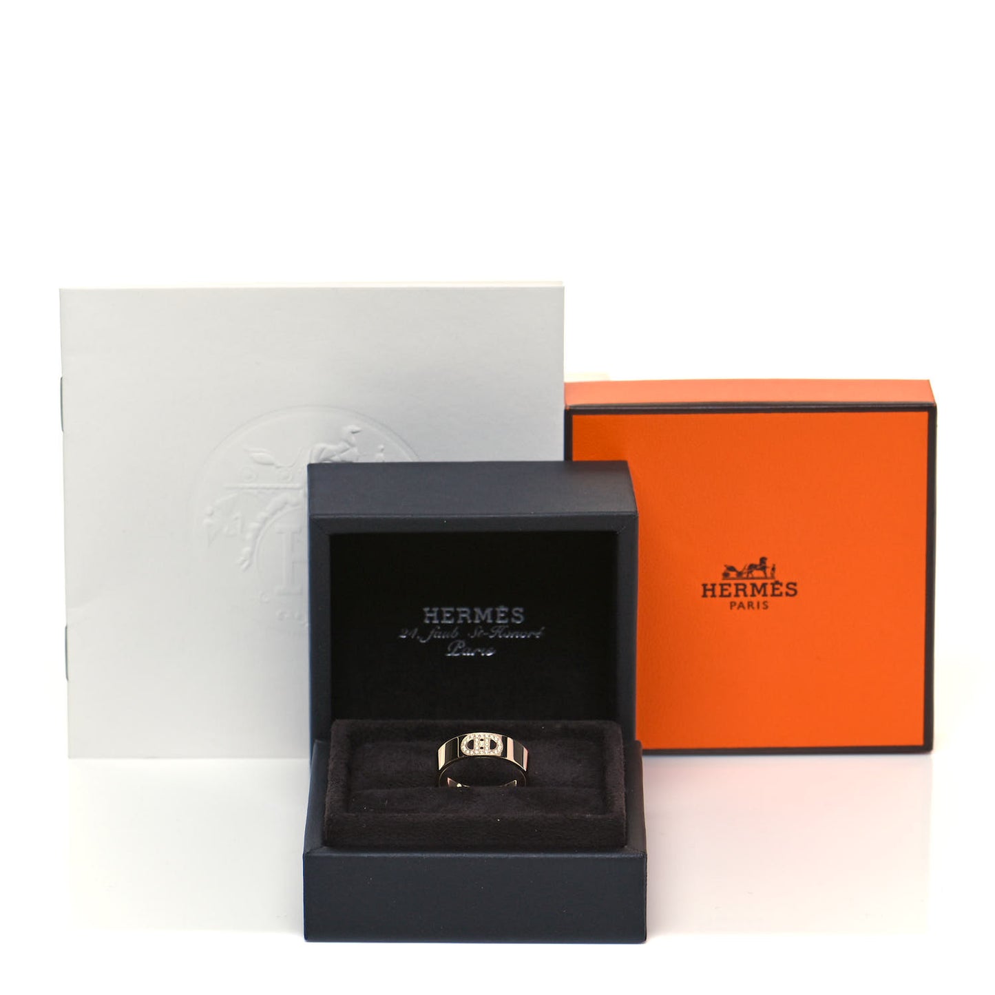 18K Rose Gold Diamond PM H D'Ancre Ring 53 6.25