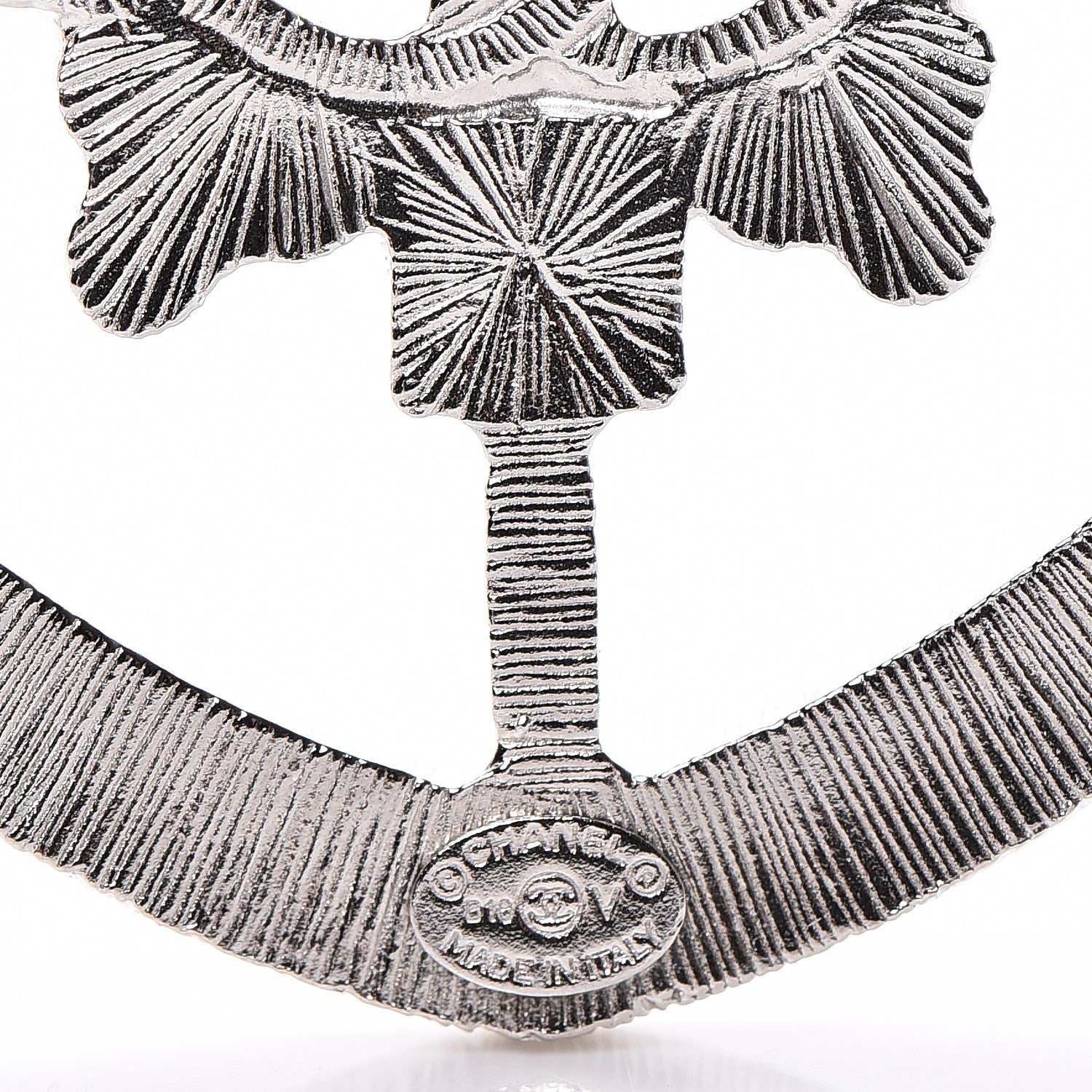 Chanel Swarovski Baguette Crystal CC Shield Brooch Silver 4 of 5