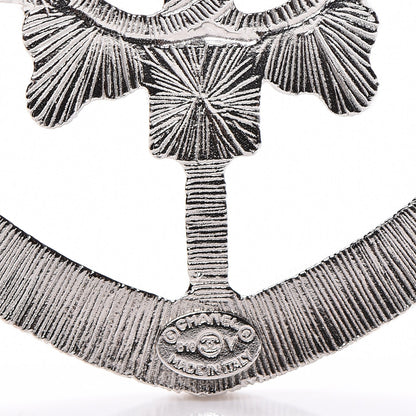 Chanel Swarovski Baguette Crystal CC Shield Brooch Silver 4 of 5