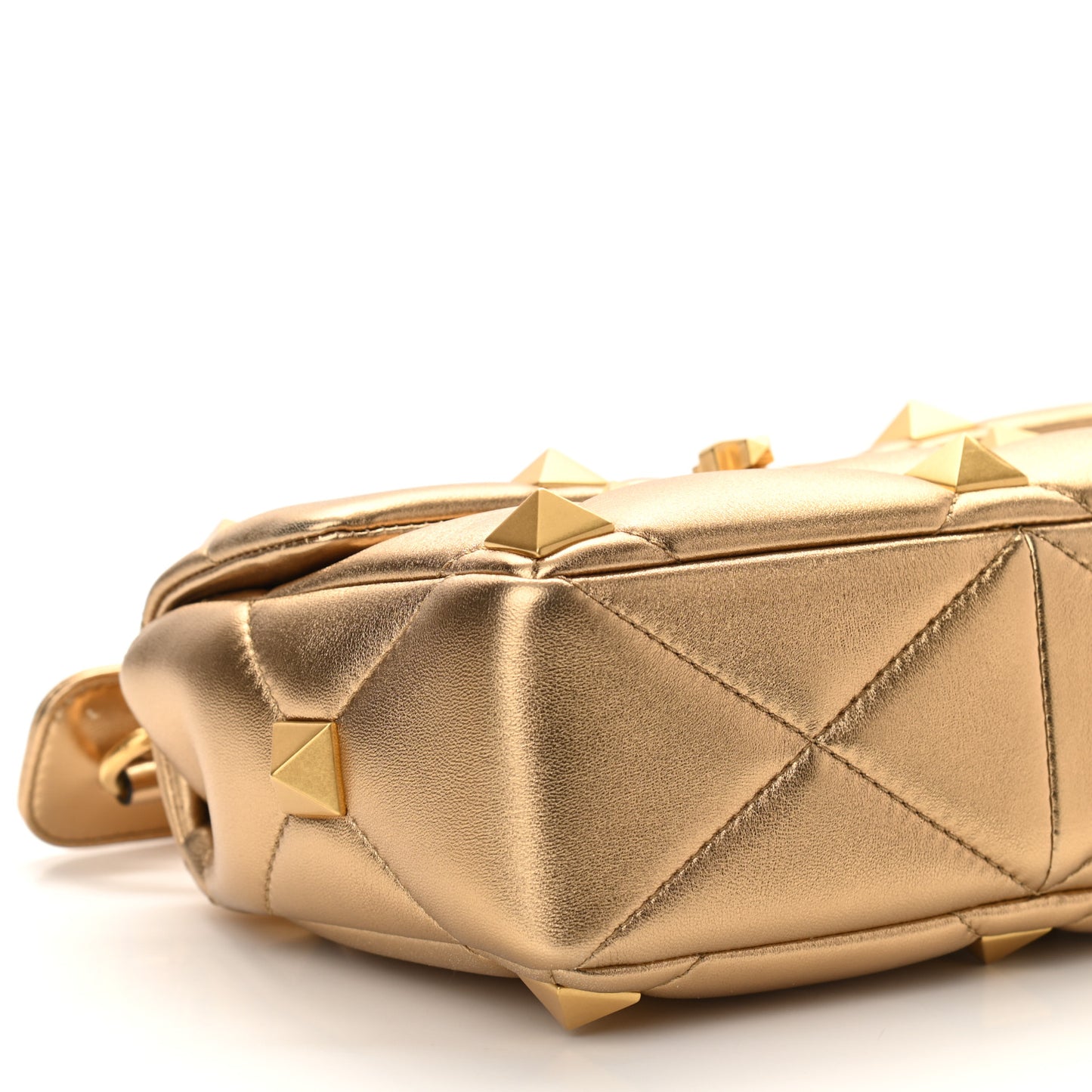 Nappa Medium Roman Stud Shoulder Bag Antique Brass
