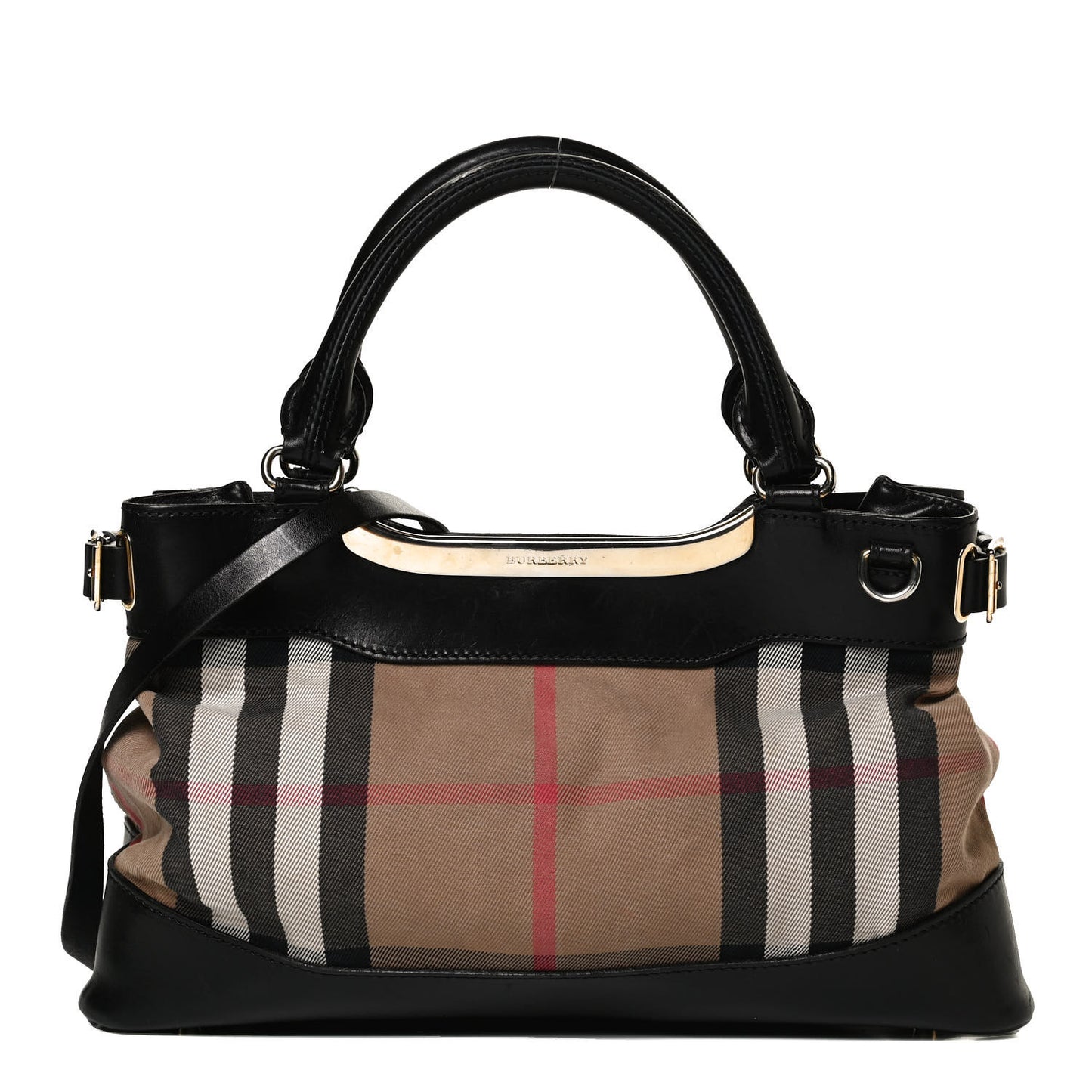 House Check Bridle Calfskin Hepburn Satchel Black