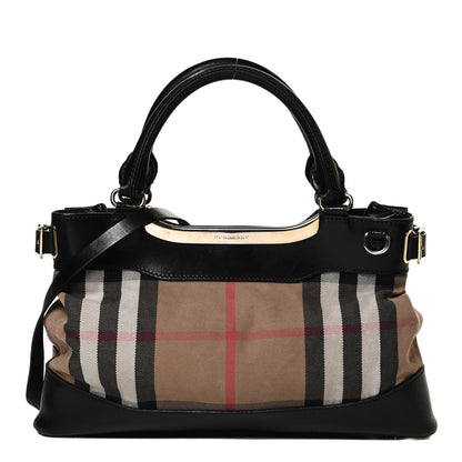 Burberry House Check Bridle Calfskin Hepburn Satchel Black 1 of 14