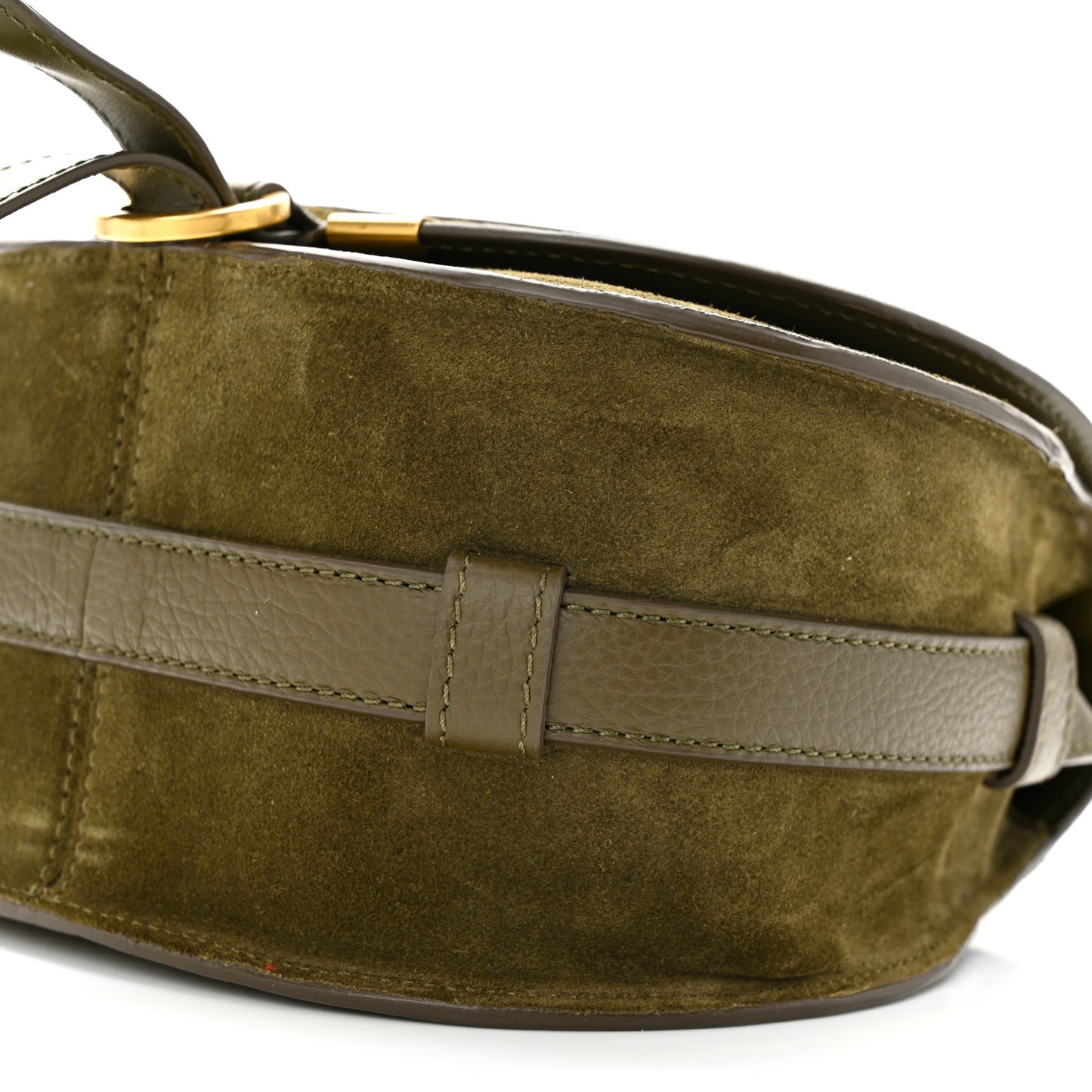 Suede Calfskin Small Marcie Saddle Bag Deep Olive