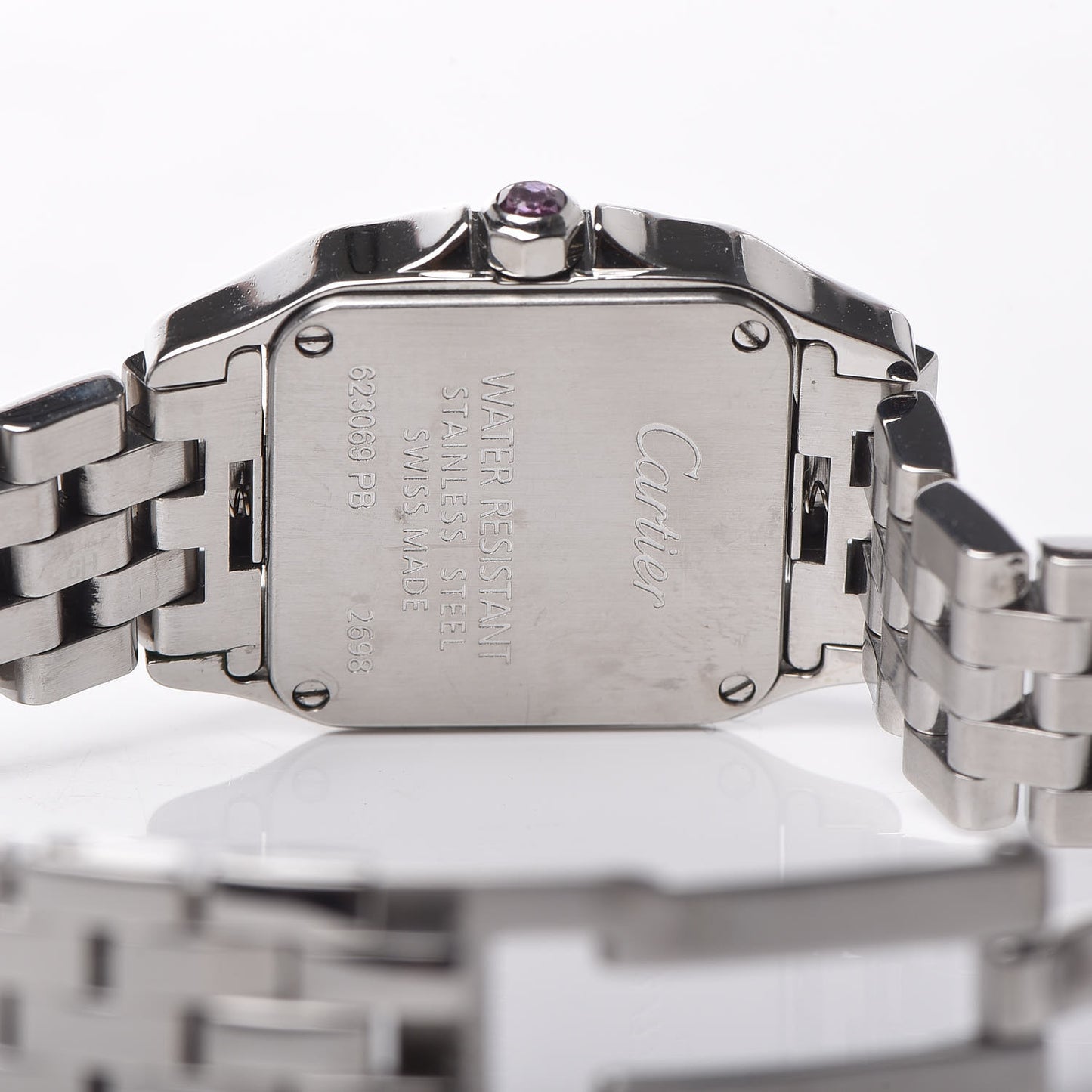 Stainless Steel Pink Mother of Pearl 20mm Santos Demoiselle Quartz Watch