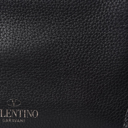 Valentino Garavani Pebbled Calfskin Onyx Medium Guitar Strap Rockstud Rolling Flap Saddle Bag Black 10 of 18
