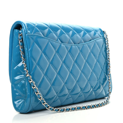 Chanel Patent Quilted Clutch with Chain Flap Blue 3 of 9