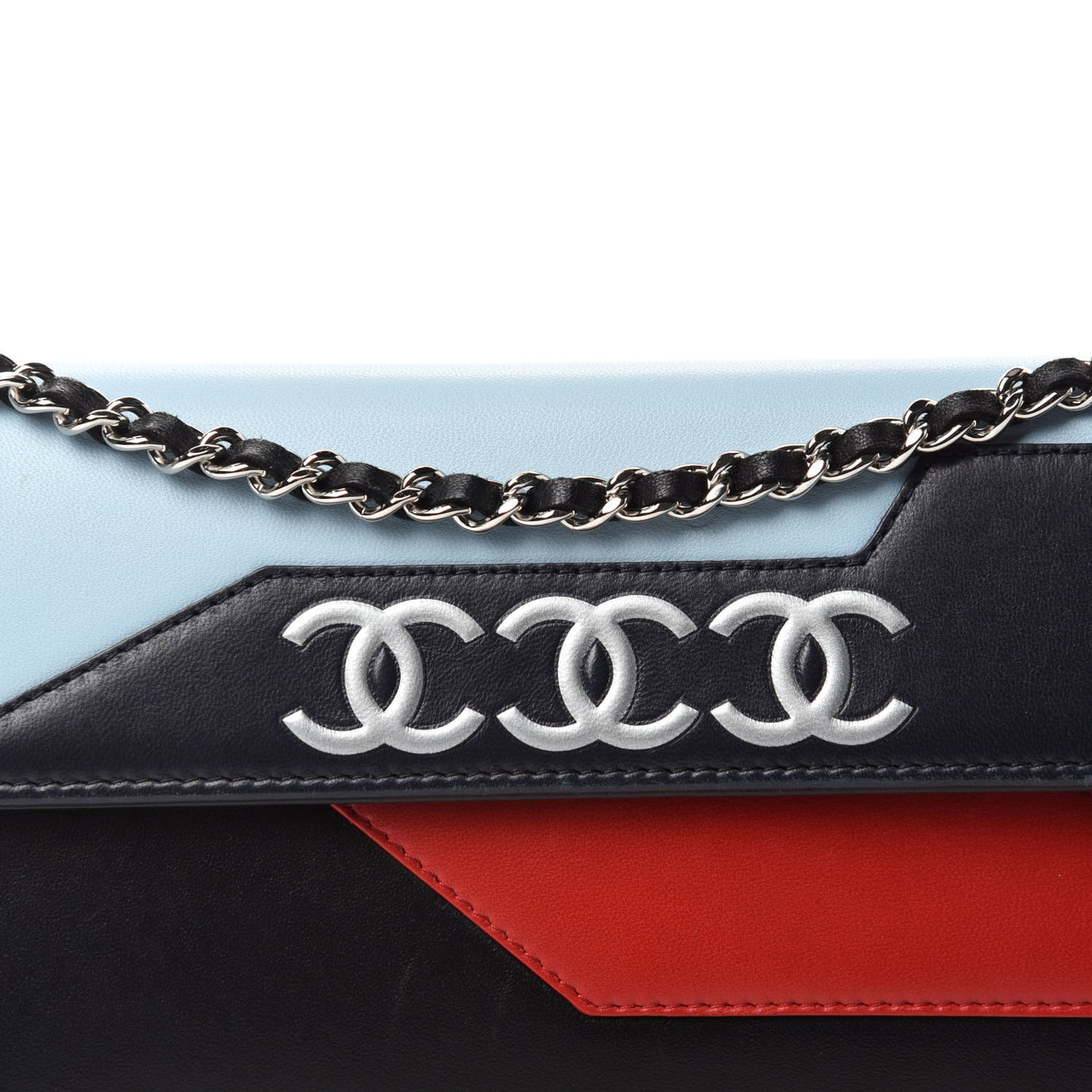 Lambskin Airlines Wallet On Chain WOC Blue Black Red